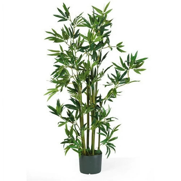 Nearly Natural 4' Bamboo Polyester Artificial Plant, Green - Walmart.com | Walmart (US)