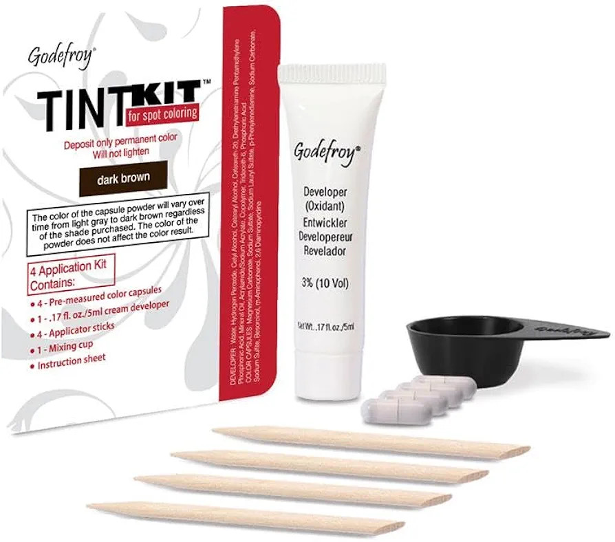 Godefroy Hair Color Kit for Spot Coloring, Covers Up Gray Hairs, Dark Brown, 4-Application Kit, P... | Amazon (US)