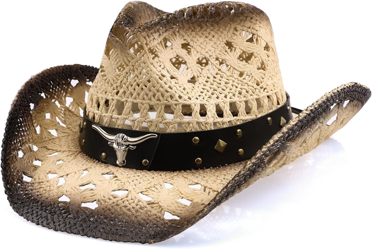 Cowboy Hat,Cowgirl Hat,Cowboy Hats for Women/Mens/Straw Wide with Shapeable Brim Cowboy Hat for W... | Amazon (US)