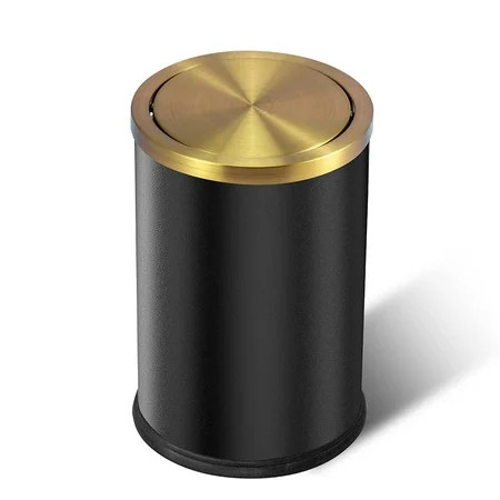 Small Black Bathroom Trash Can Brass Garbage Can with Swing lid，2.4gallon/9L Brushed Stainless Steel | Walmart (US)
