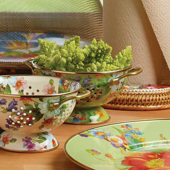 Green Flower Market Small Colander | MacKenzie-Childs