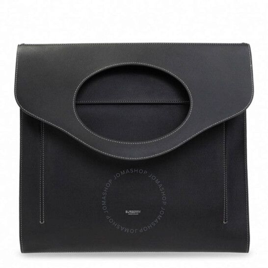 Burberry Ladies Black Topstitched Leather Flat Pocket Bag In Black | Jomashop.com & JomaDeals.com