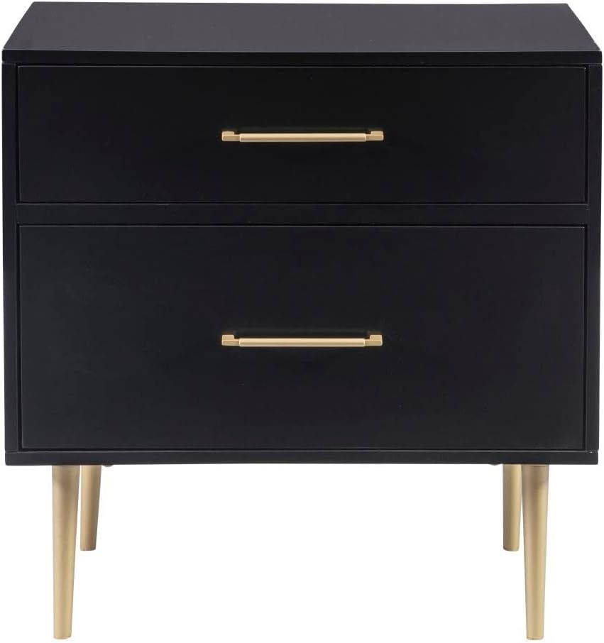 Linon Gloria Two Drawer Night Stand Black | Amazon (US)