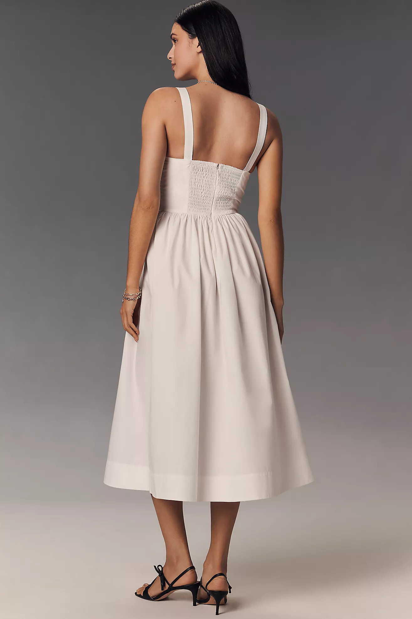 By Anthropologie Drop-Waist Ruched Midi Dress | Anthropologie (US)