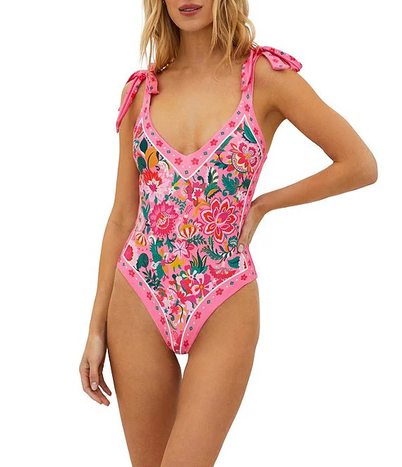 Beach Riot Floral Tie Shoulder Akira One Piece Swimsuit | Dillard's | Dillard's