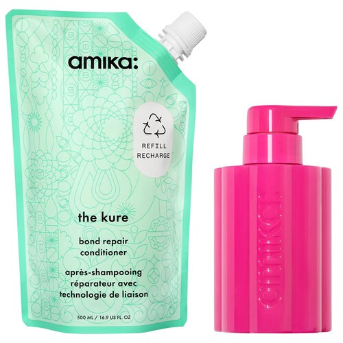 The Kure Bond Repair Refillable Conditioner Bottle and Pouch Set - amika | Sephora | Sephora (US)