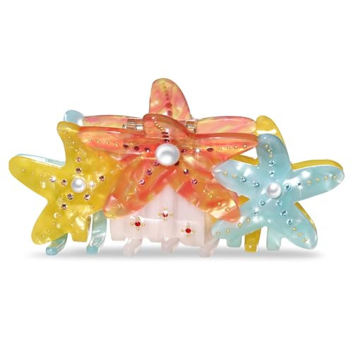 BVGA Sea Animal Hair Claw Clips Marine Life Starfish Seashell Pearl Crystal Claw Clips Cute Large Claw Hair Clips Beach Stylish Hair Accessories Gifts for Women Girls (Starfish Pearl) | Amazon (US)