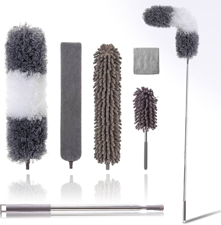 Microfiber Duster Kit for High Ceiling (6pcs), Extendable Dusters for Cleaning with 100" Extensio... | Amazon (US)