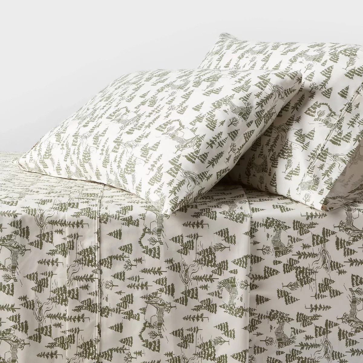 King 400 Thread Count Performance Holiday Sheet Set Ivory Winter Scene - Threshold™ | Target