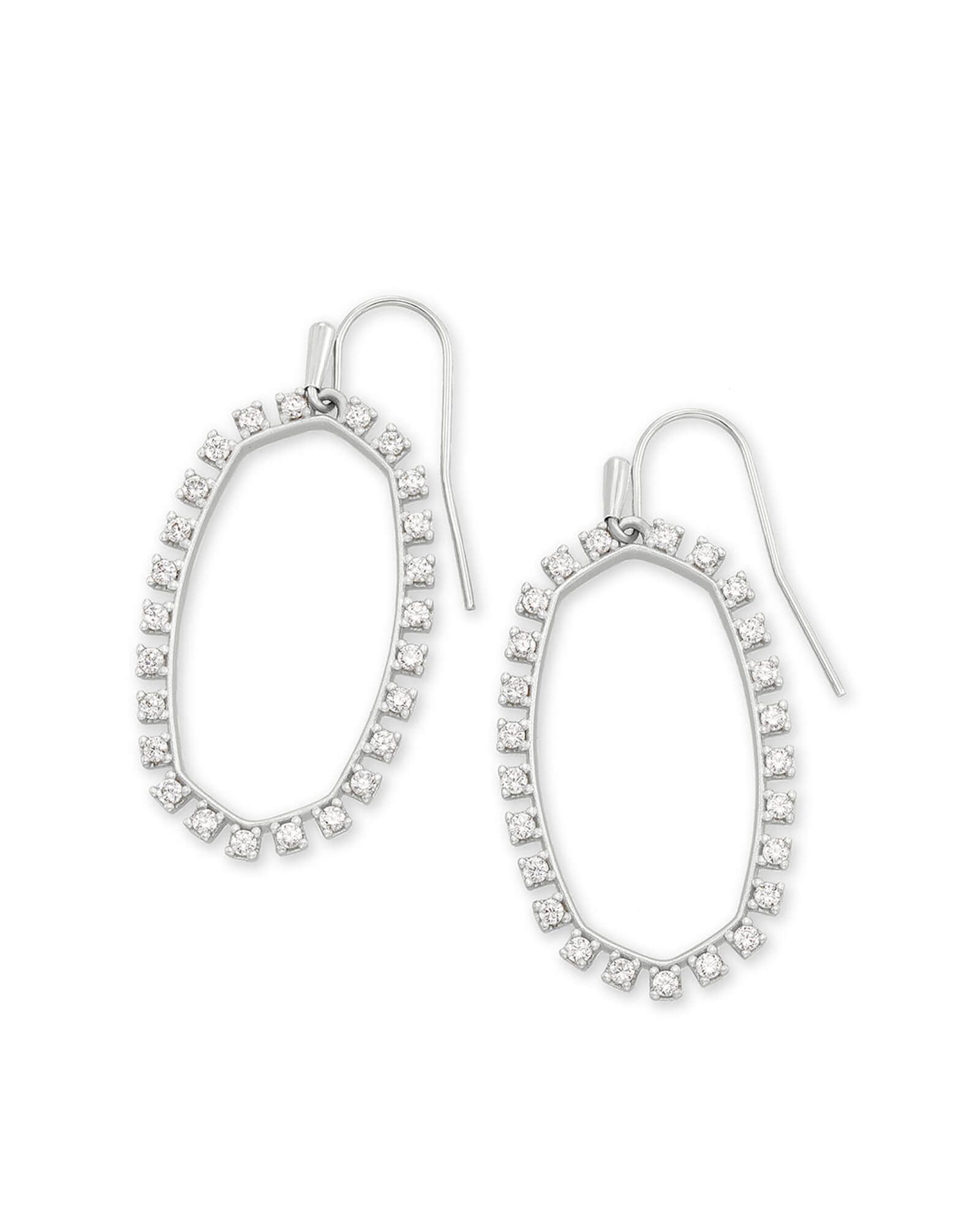 Elle Open Frame Crystal Drop Earrings in Silver | Kendra Scott