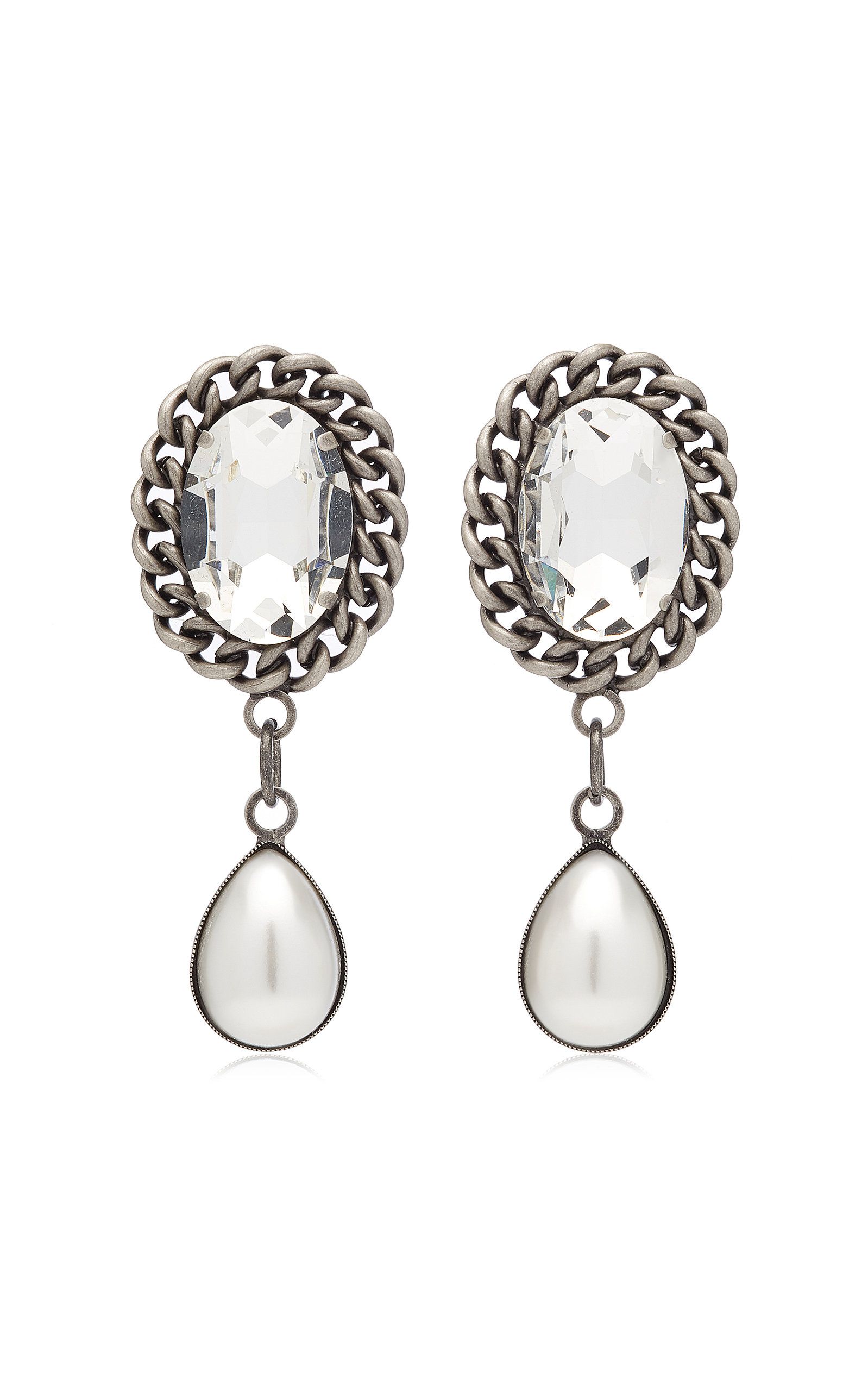 Crystal and Pearl-Embellished Silver-Tone Earrings | Moda Operandi (Global)