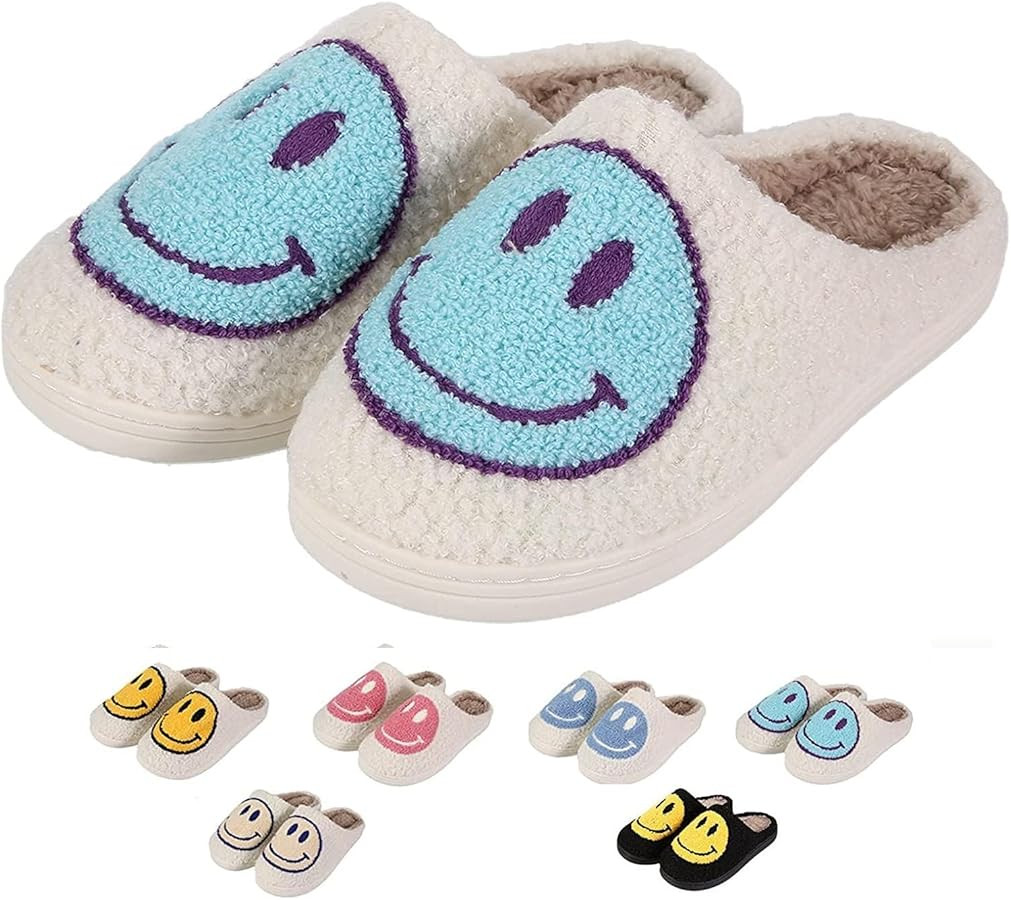 Retro Fuzzy Face Slippers for Women men， Womens Girls Cute Yellow the Lable Face House Slippers... | Amazon (US)