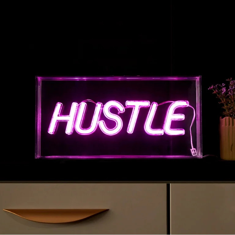 Urban Shop LED Neon Hustle Light-up Clear Acrylic Box, Pink - Walmart.com | Walmart (US)