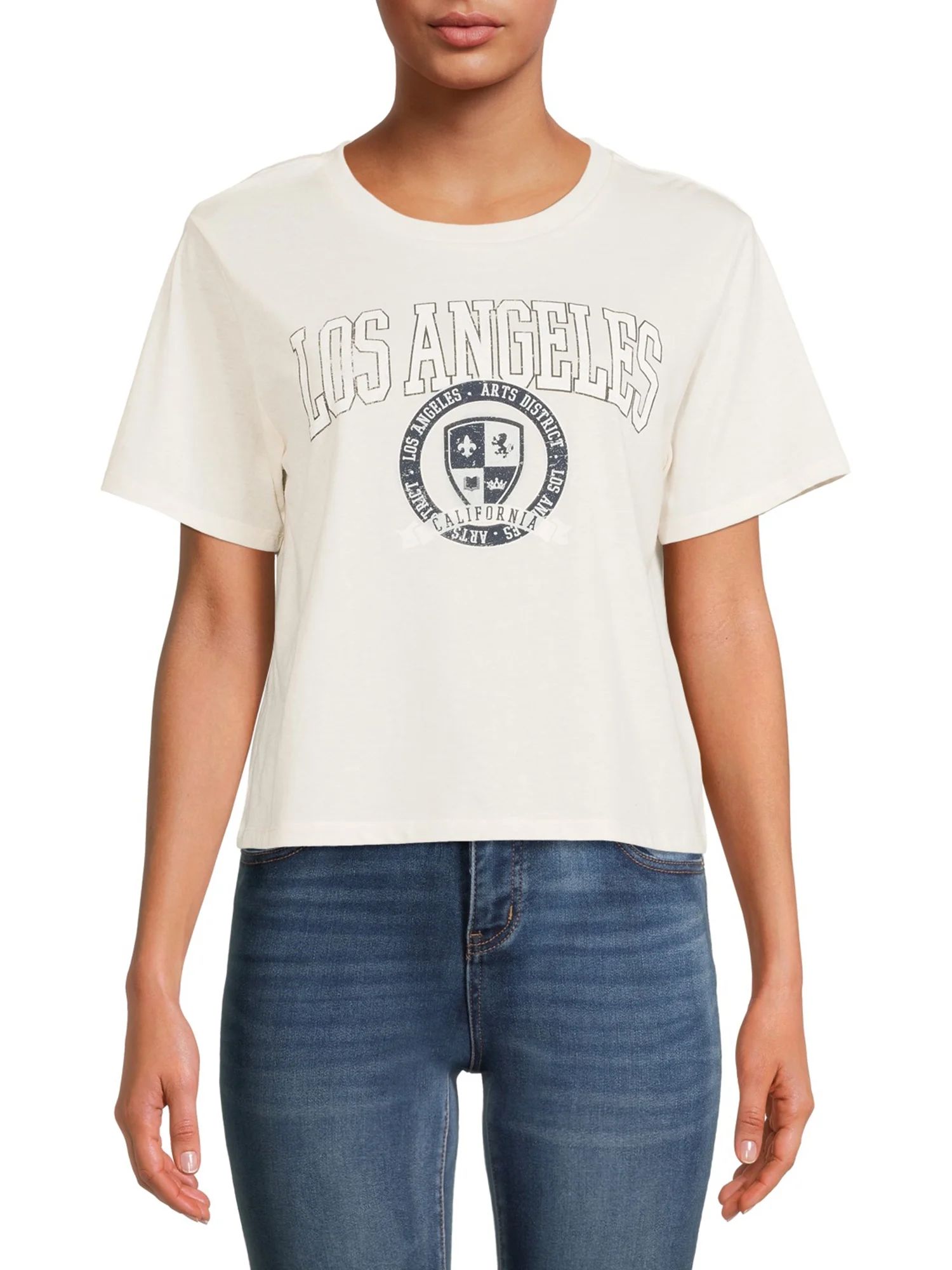 Social Edition Women's Juniors' Cropped LA Graphic T-Shirt - Walmart.com | Walmart (US)