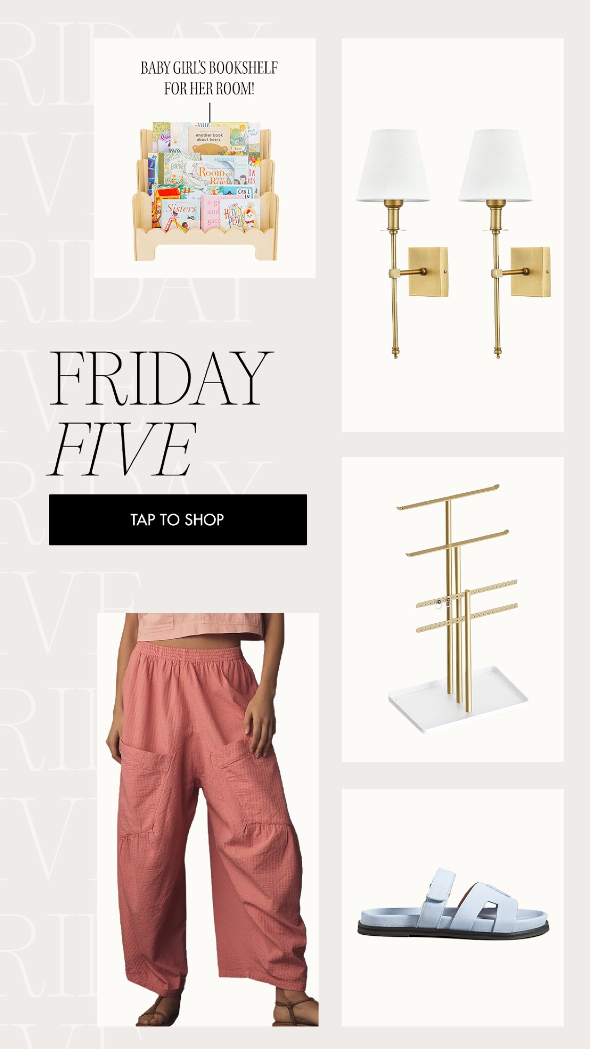 Todays Friday 5💓

Anthropologie, Amazon jewelry organizer, gold sconces 

#LTKfindsunder50 #LTKhome #LTKshoecrush