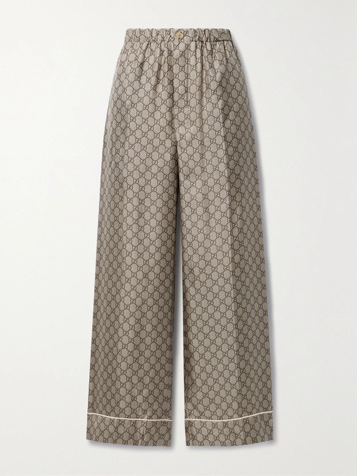 Gucci - Cropped Silk-satin Jacquard Wide-leg Pants - Brown | NET-A-PORTER (US)