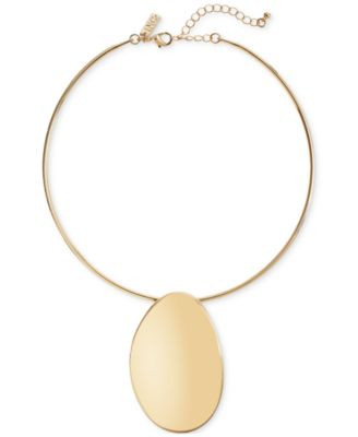 I.N.C. International Concepts Gold-Tone Sculptural Disc Structured Pendant Necklace, 16 | Macy's