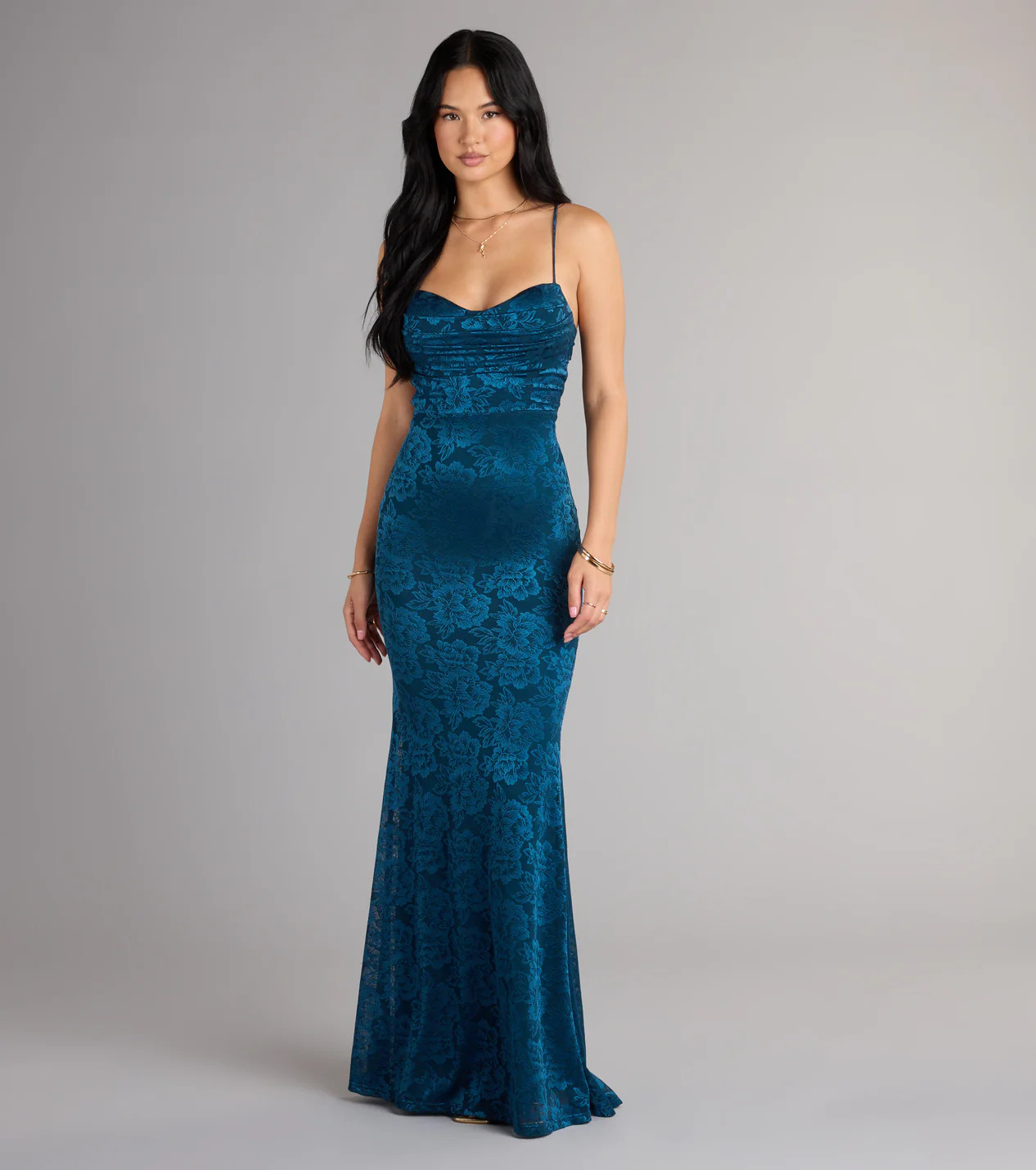 Haisley Open Back Floral Lace Mermaid Dress | Windsor Stores