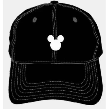 Disney Minnie Mouse Dad Hat, Ears Logo Cotton Adjustable Adult Men's Baseball Cap with Curved Brim, Black, One Size | Walmart (US)