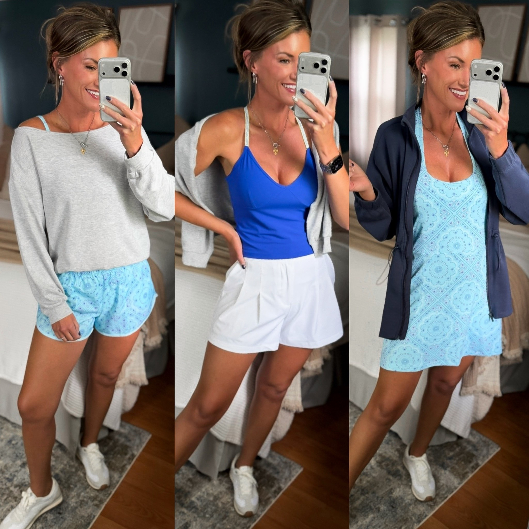 New Target activewear 💙 🎯 🩵
Sweatshirt/ small 
Blue shorts / medium
Tank top and bra / medium
White shorts/ small 
Dress/ medium

#LTKSeasonal #LTKActive #LTKmomlife