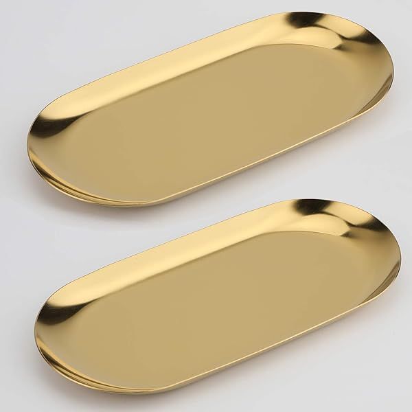 Gold Stainless Steel Decorative Trays For Kitchen Or Restroom | Amazon (US)