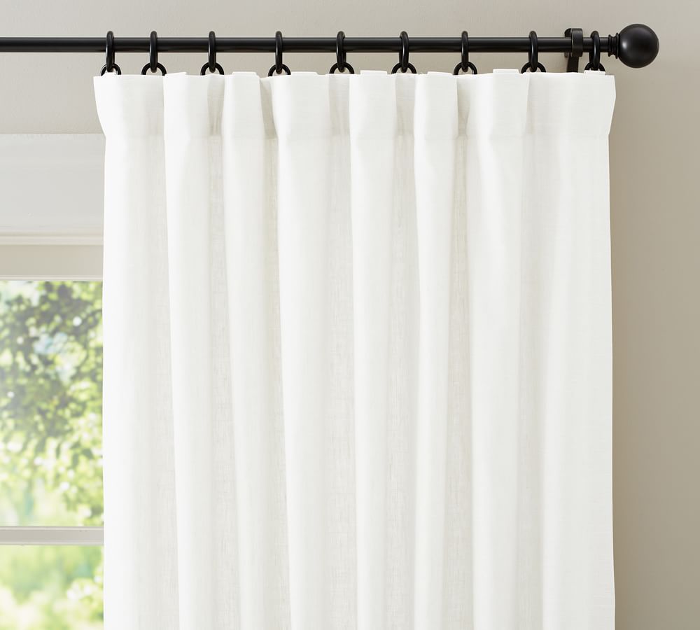 Emery Linen Curtain, 50 x 84&amp;quot;, White | Pottery Barn (US)