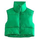 KEOMUD Women's Winter Crop Vest Lightweight Sleeveless Warm Outerwear Puffer Vest Padded Gilet Gr... | Amazon (US)