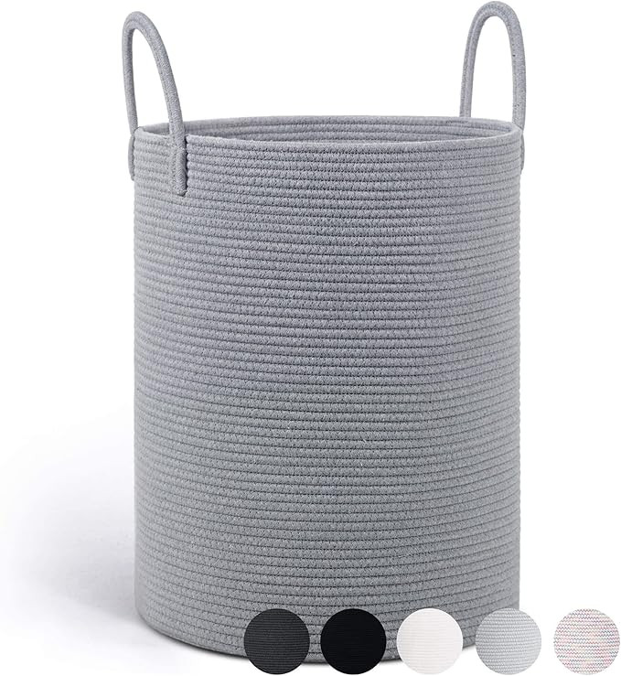 Goodpick Tall Grey Laundry Basket 15 x 20 inches, Kids Laundry Hamper for Clothes Toys Towel, Bla... | Amazon (US)