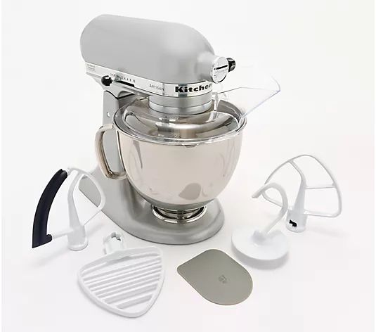 KitchenAid 5-qt Artisan Stand Mixer w/ Pastry Beater and Flex Edge - QVC.com | QVC