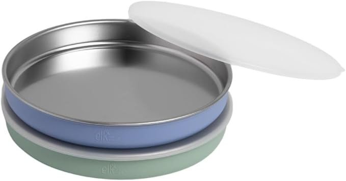 Elk and Friends 7.8” Stainless Steel Non Divided Plates with Silicone Sleeve + Storage Lid | Ba... | Amazon (US)
