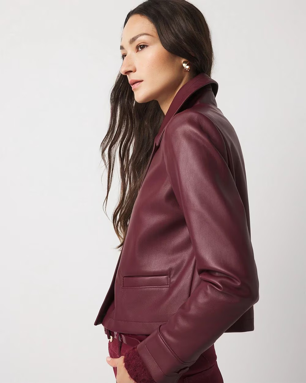 Button-Front Faux Leather Jacket | White House Black Market