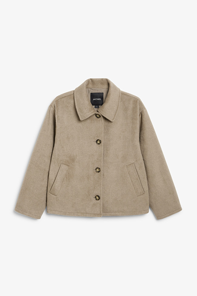 Beige shirt collar buttoned jacket | Monki