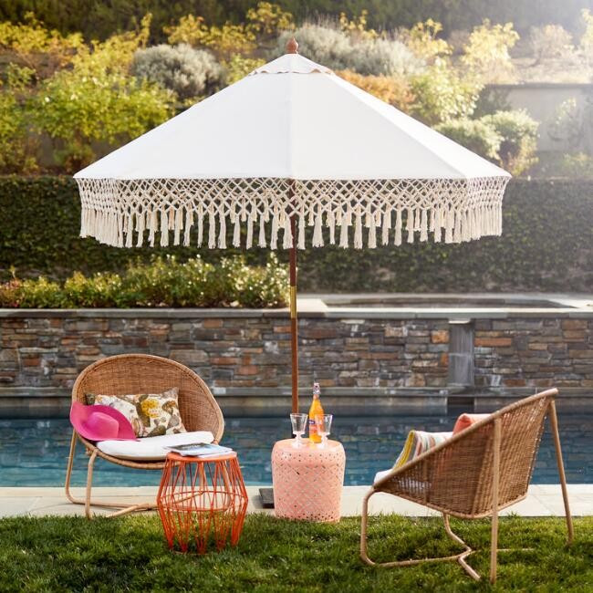 Natural 9 Ft Replacement Umbrella Canopy With Fringe | World Market