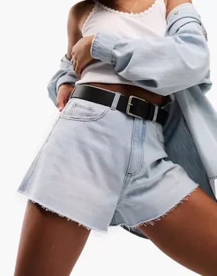 ASOS DESIGN Tall A line denim shorts in lightwash | ASOS (Global)