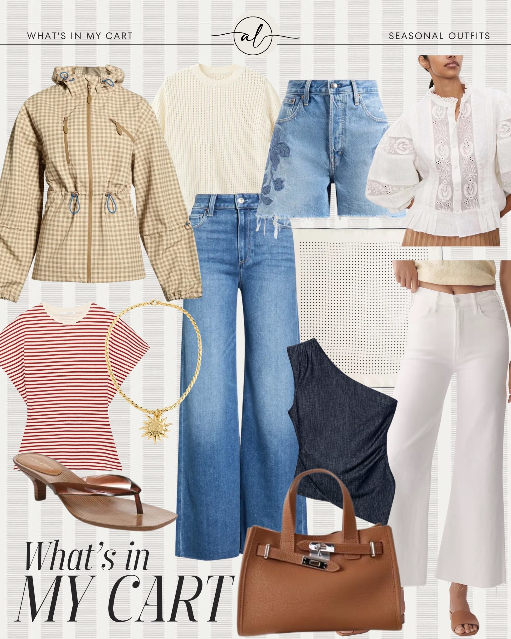 What’s in my cart - seasonal outfits 
Jean pants, denim shorts, rain jacket, cute shirts, bag, shoes, accessories 

#LTKU #LTKootd #LTKSeasonal
