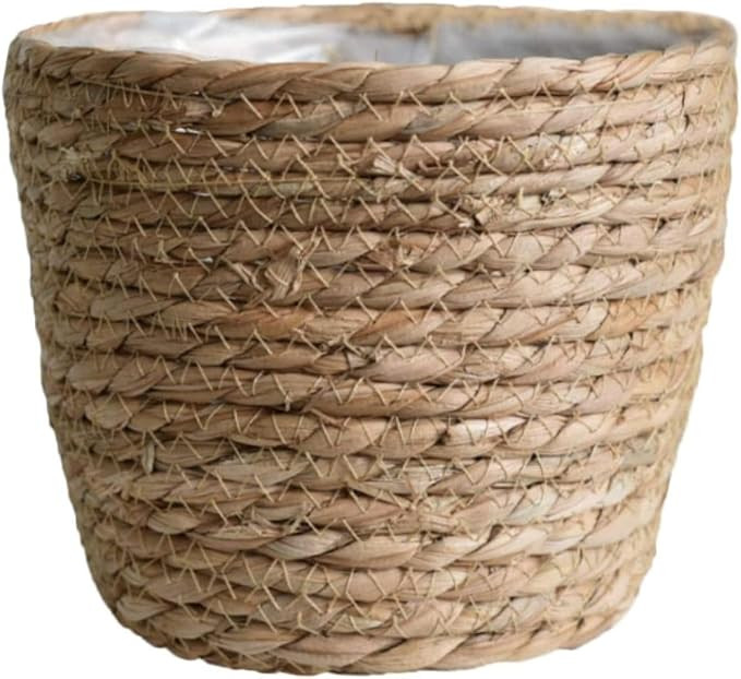 Seagrass Planter Basket Set with Plastic Lining Woven Storage Basket 7x6 in Indoor and Outdoor Pl... | Amazon (US)