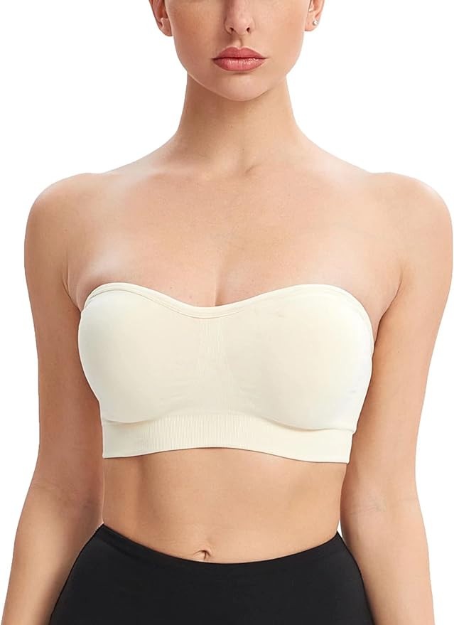 Gnowann Strapless Bra for Women Wirefree Non-Slip Silicone Bandeau Bra Seamless Padded Comfy Tube... | Amazon (US)