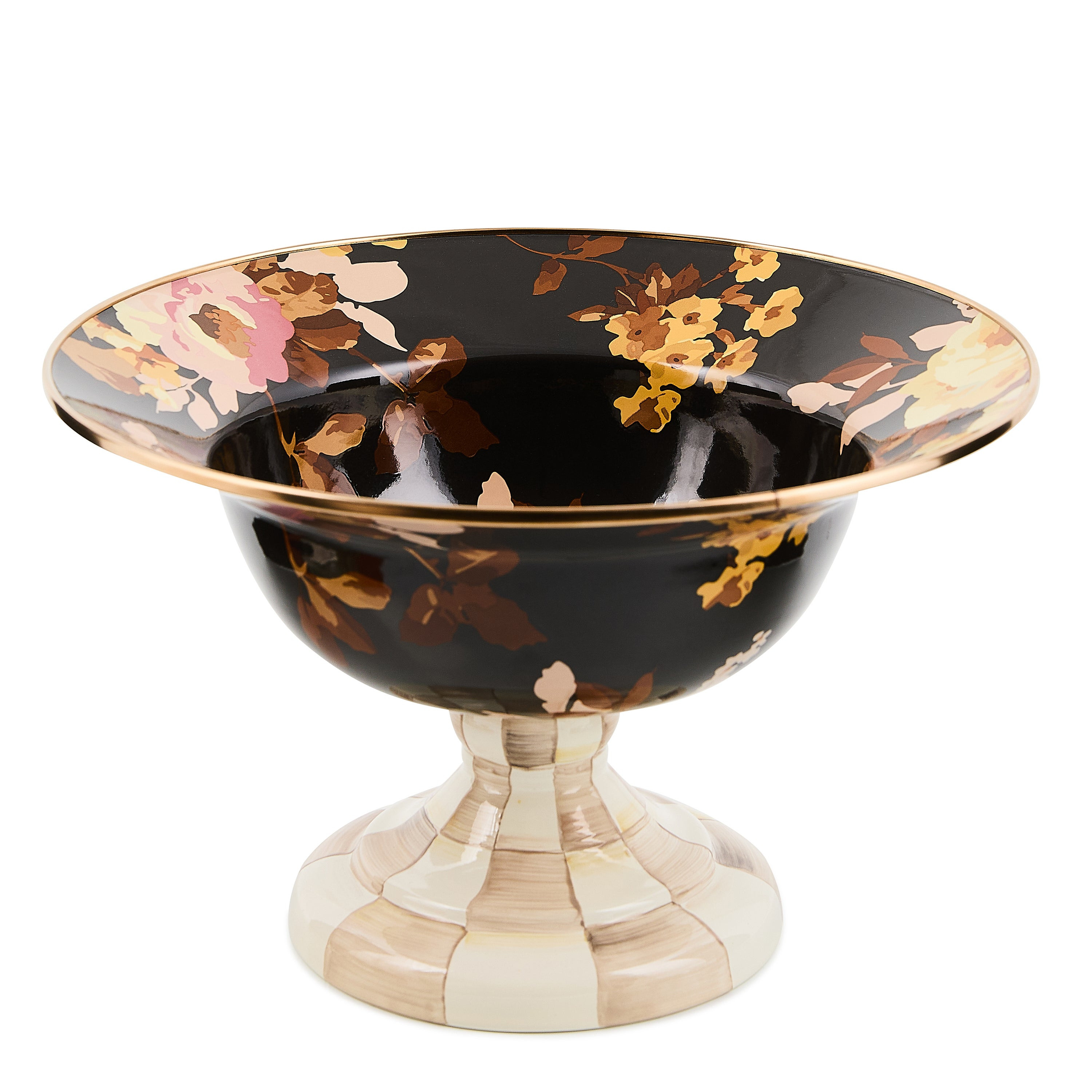 MacKenzie-Childs Wild Rose Brown Large Compote | MacKenzie-Childs