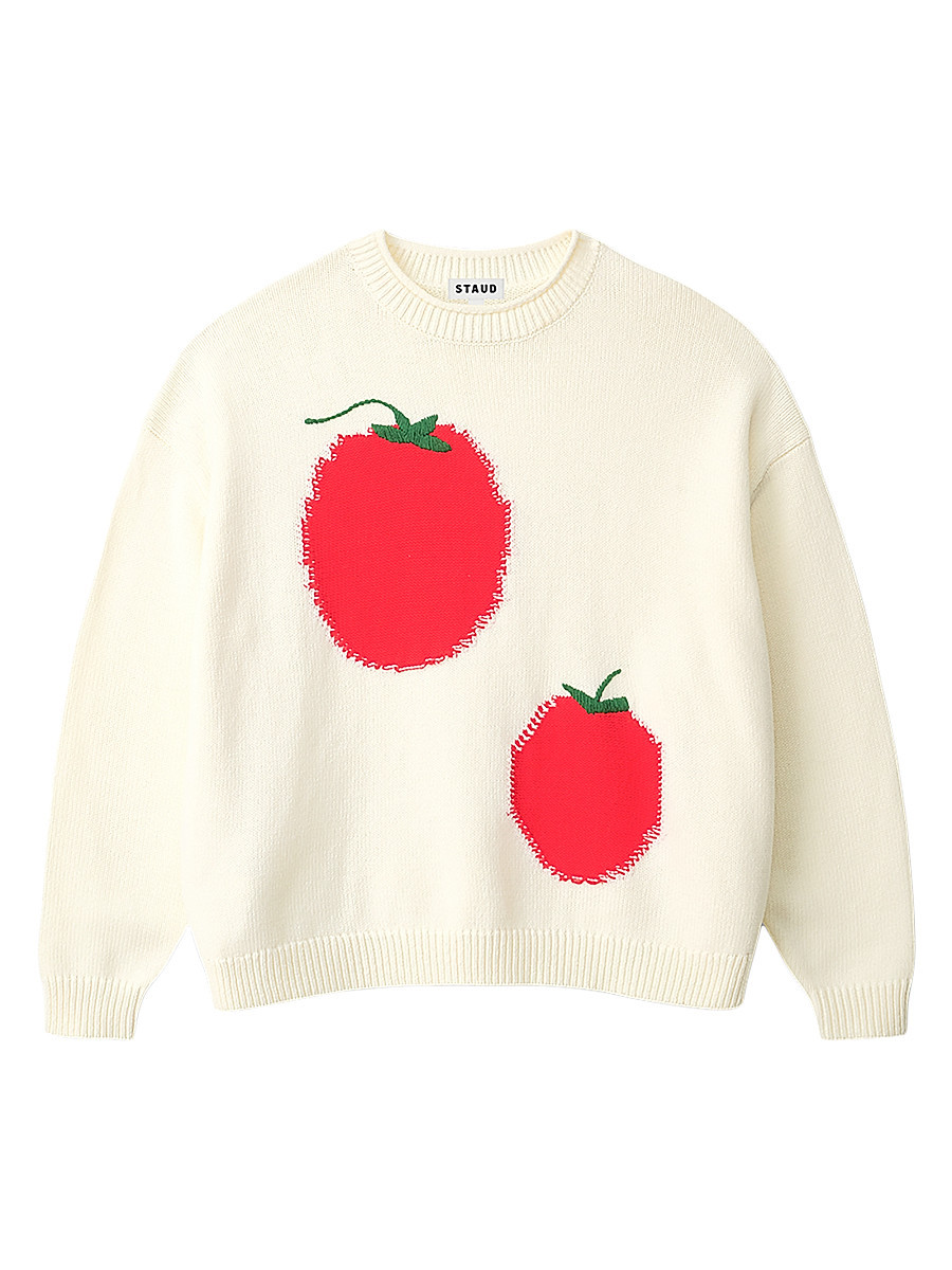 Women's Giada Tomato-Print Crewneck Sweater - Roma Ivory - Size Large | Saks Fifth Avenue