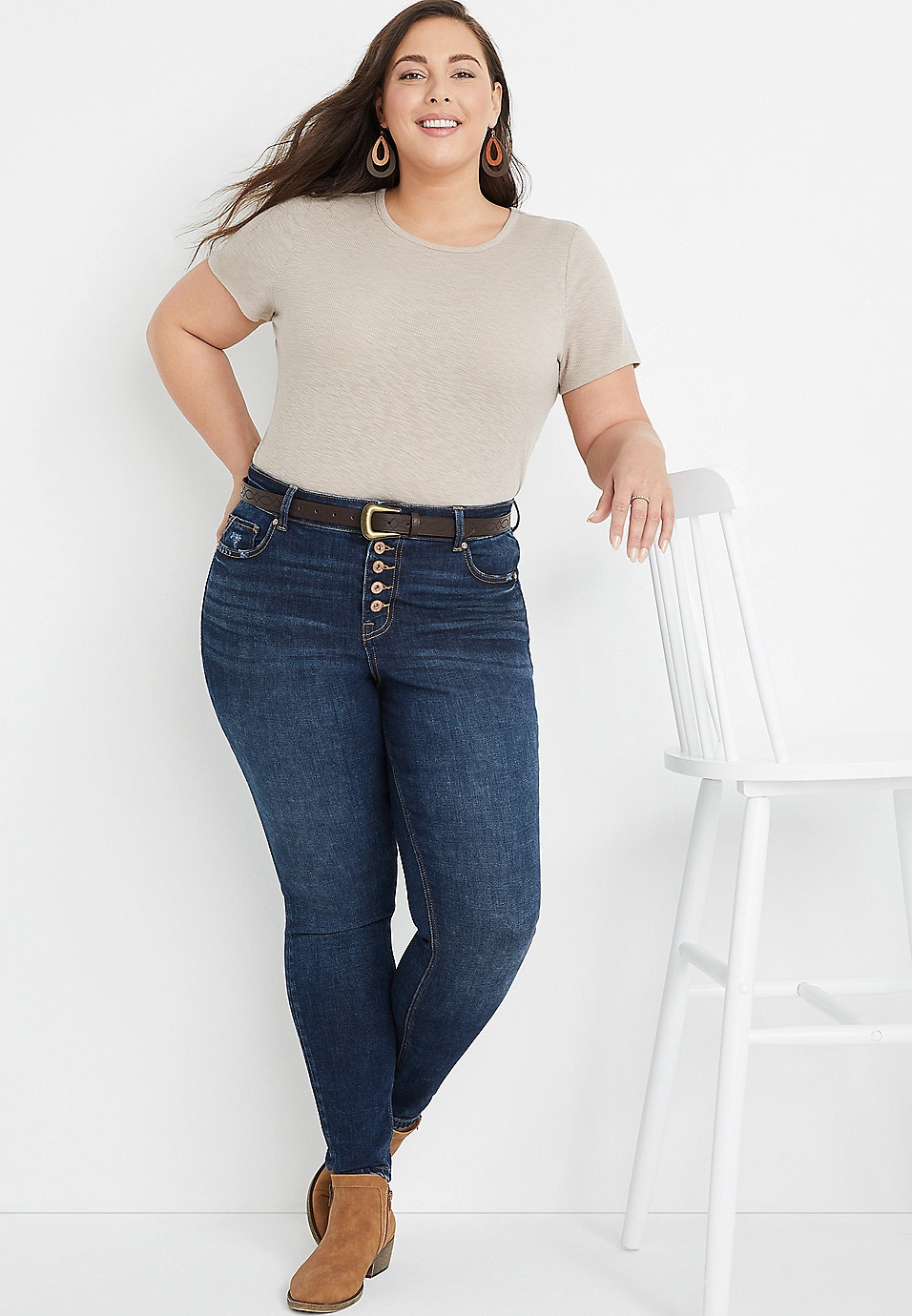 Plus Size edgely™ Super Skinny High Rise Button Fly Jean | Maurices