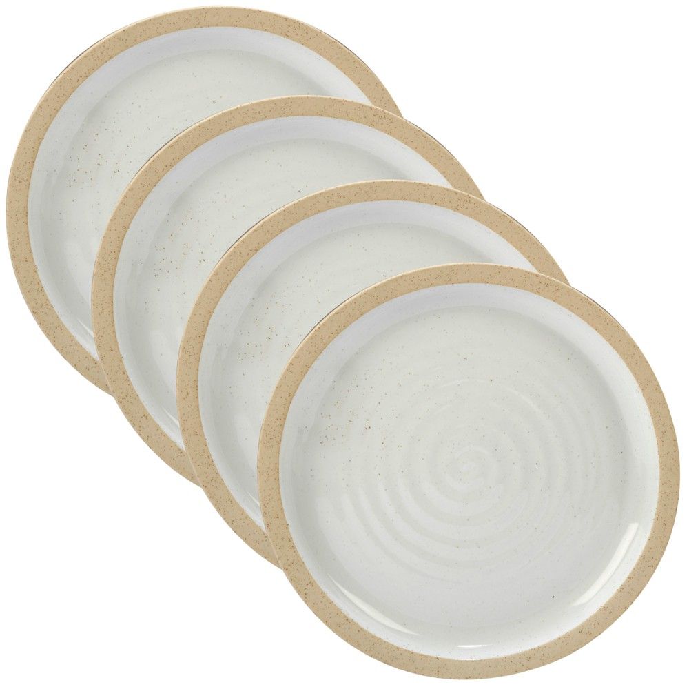 Certified International Artisan Ceramic Dinner Plates 10.8"" White/Brown - Set of 4 | Target