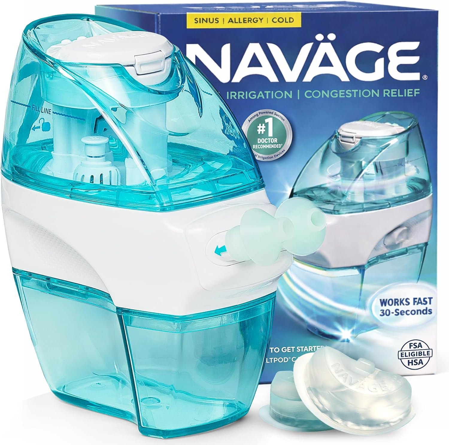 Navage Nasal Care Starter Bundle Nose Cleaner, 20 SaltPods, Plus Bonus 10 SaltPods | Amazon (US)