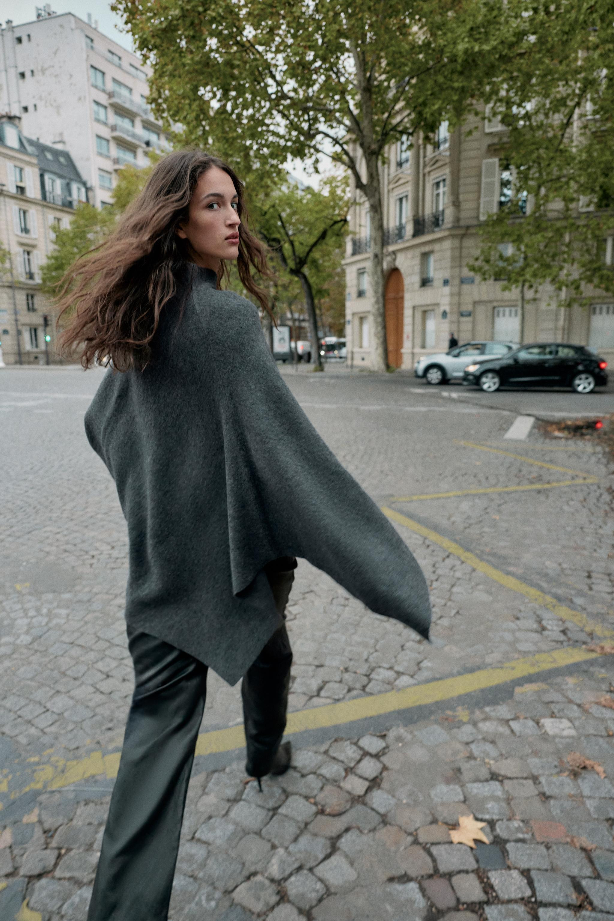 HIGH COLLAR KNIT CAPE | Zara US