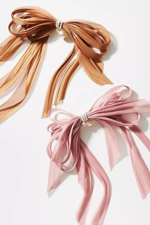 Set of Two Pearl-Embellished Bows | Anthropologie (US)