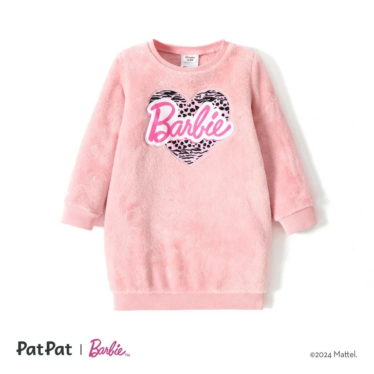 Barbie Toddler Girls Dresses Pullover Fleece Heart & Letter Graphic Sweatshirt Dress Sizes 2-6 - ... | Walmart (US)