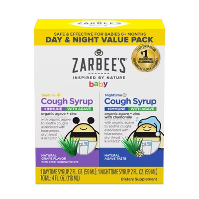 Zarbee's Childrens' Baby Cough + Immune Syrup with Agave Day/Night - Agave Syrup - 4 fl oz | Target