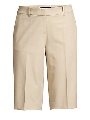 Lafayette 148 New York Women's Manhattan Slim Bermuda Shorts - Khaki - Size 12 | Saks Fifth Avenue