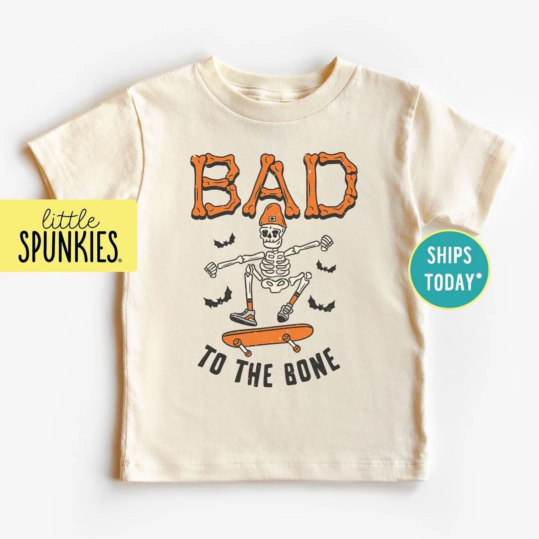 Retro Bad to the Bone Skeleton T-shirt Funny Toddler - Etsy | Etsy (US)