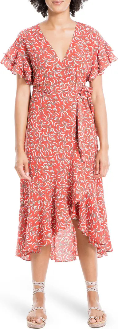 MAXSTUDIO MAX STUDIO Ruffle Crepe High/Low Wrap Midi Dress | Nordstromrack | Nordstrom Rack
