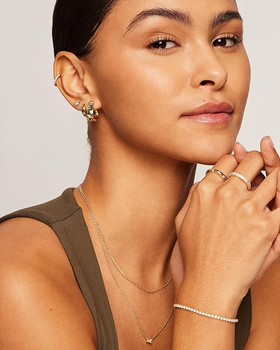 PAVOI 14K Gold Plated 925 Sterling Silver Posts Chunky Huggie Earrings for Women | Multi-Colored ... | Amazon (US)